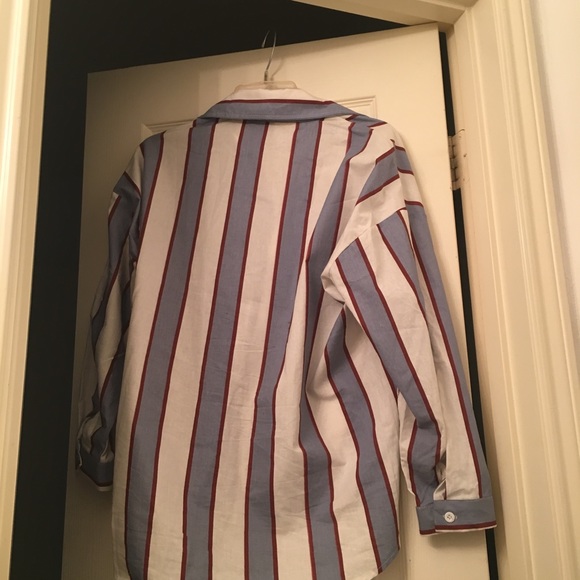 SHEIN Vertical Striped Pocket Blouse - Picture 2 of 2